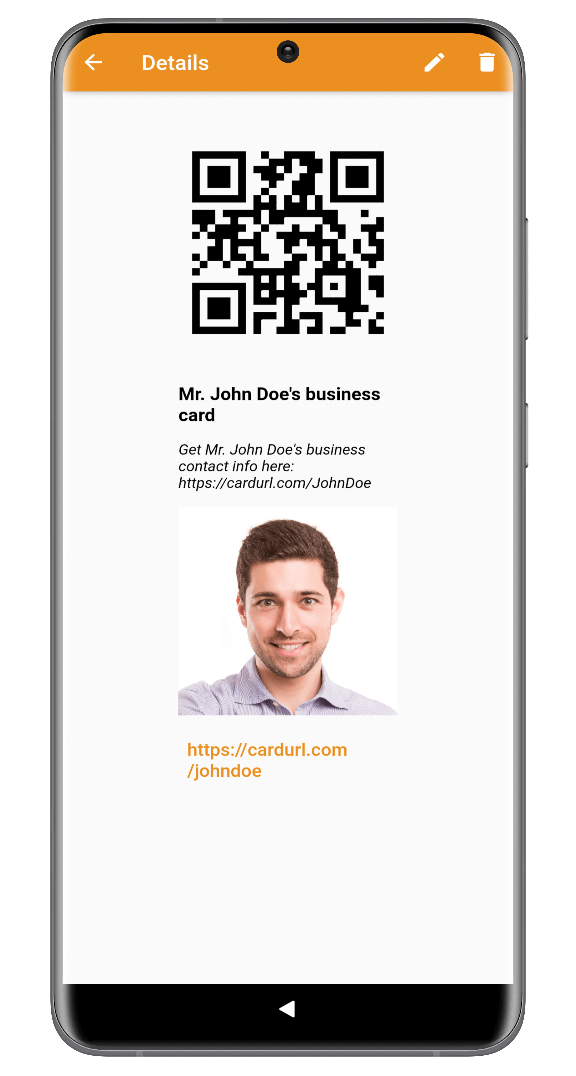 Linkaya online bussines card share link preview screen with QR code